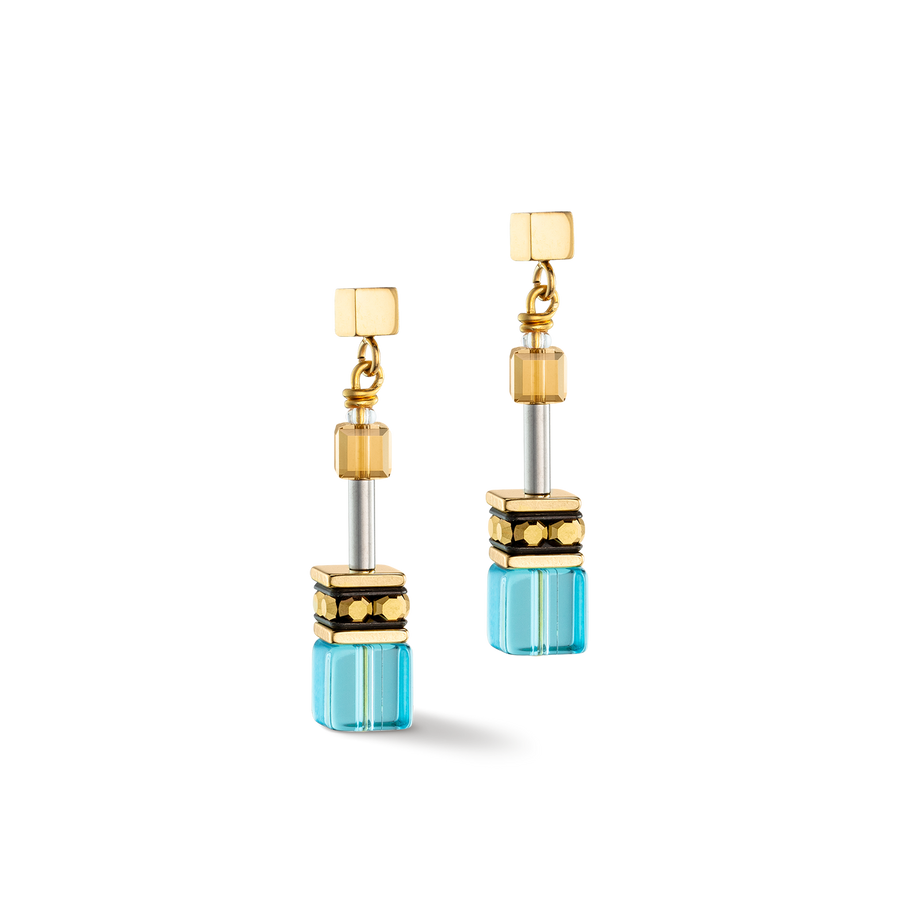 GeoCUBE® Iconic Ohrringe gold-türkis
