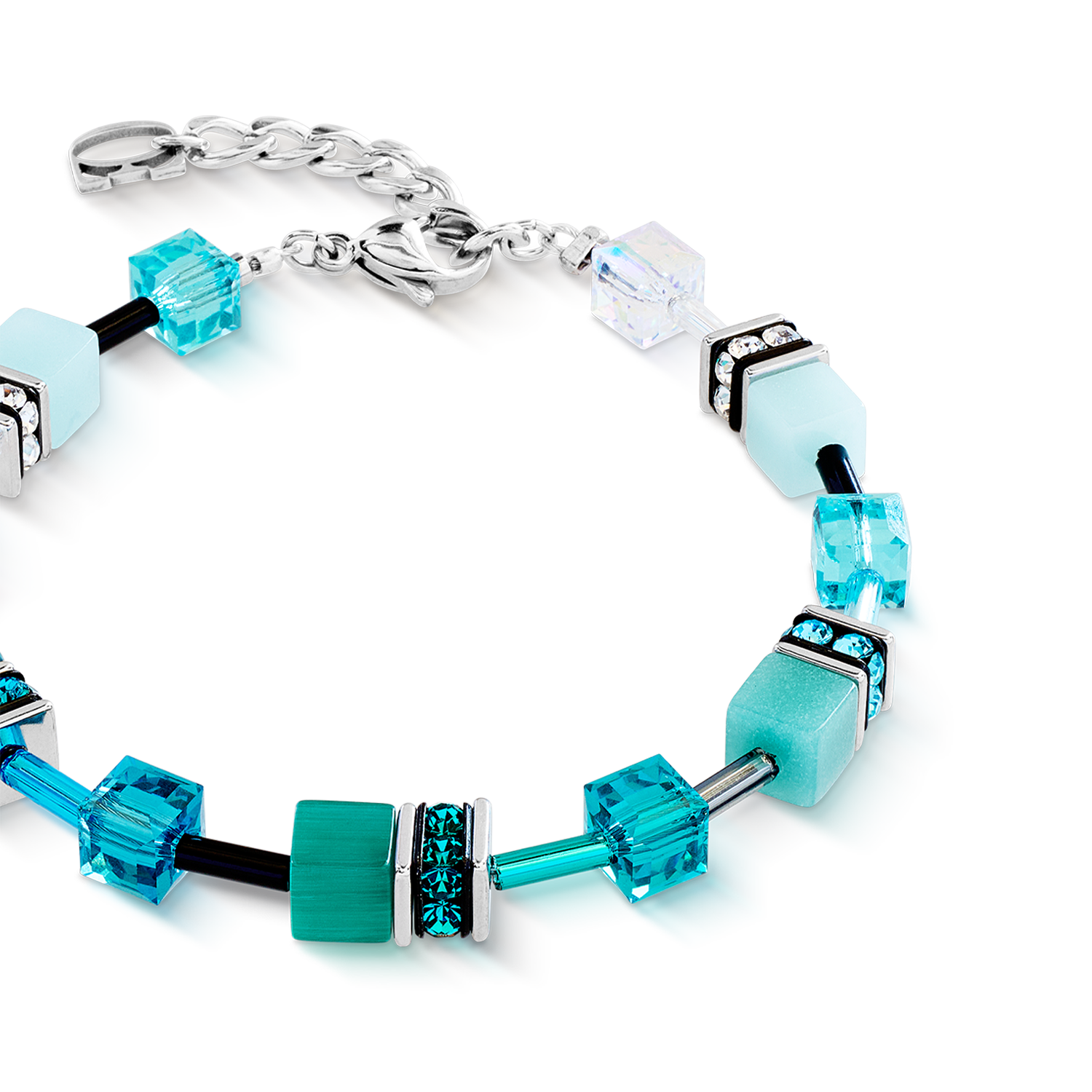 GeoCUBE® Iconic Armband Teal silber