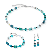 GeoCUBE® Iconic Armband Teal silber von COEUR DE LION – im Set mit passenden Schmuckstücken