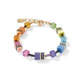 GeoCUBE® Armband multicolor rainbow gold