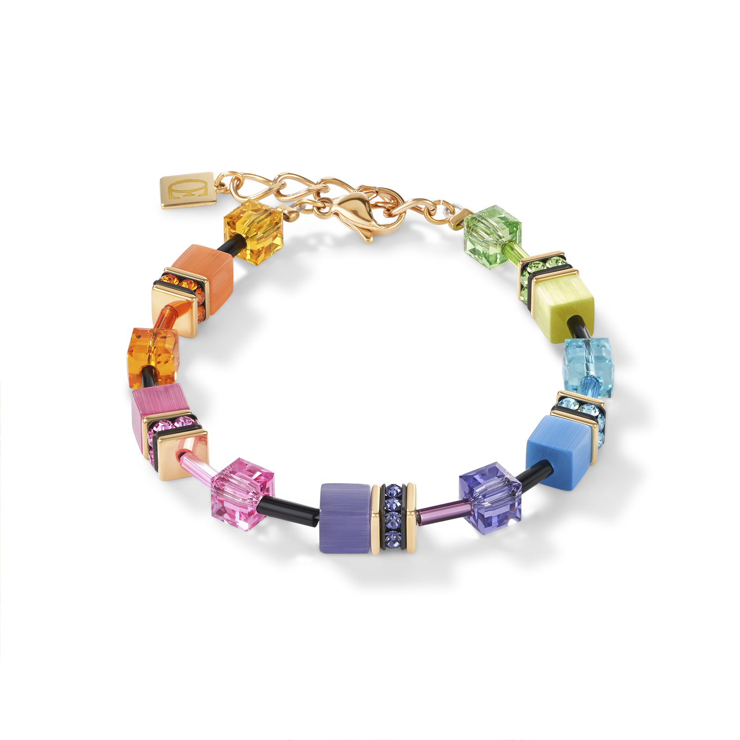 GeoCUBE® Armband multicolor rainbow gold