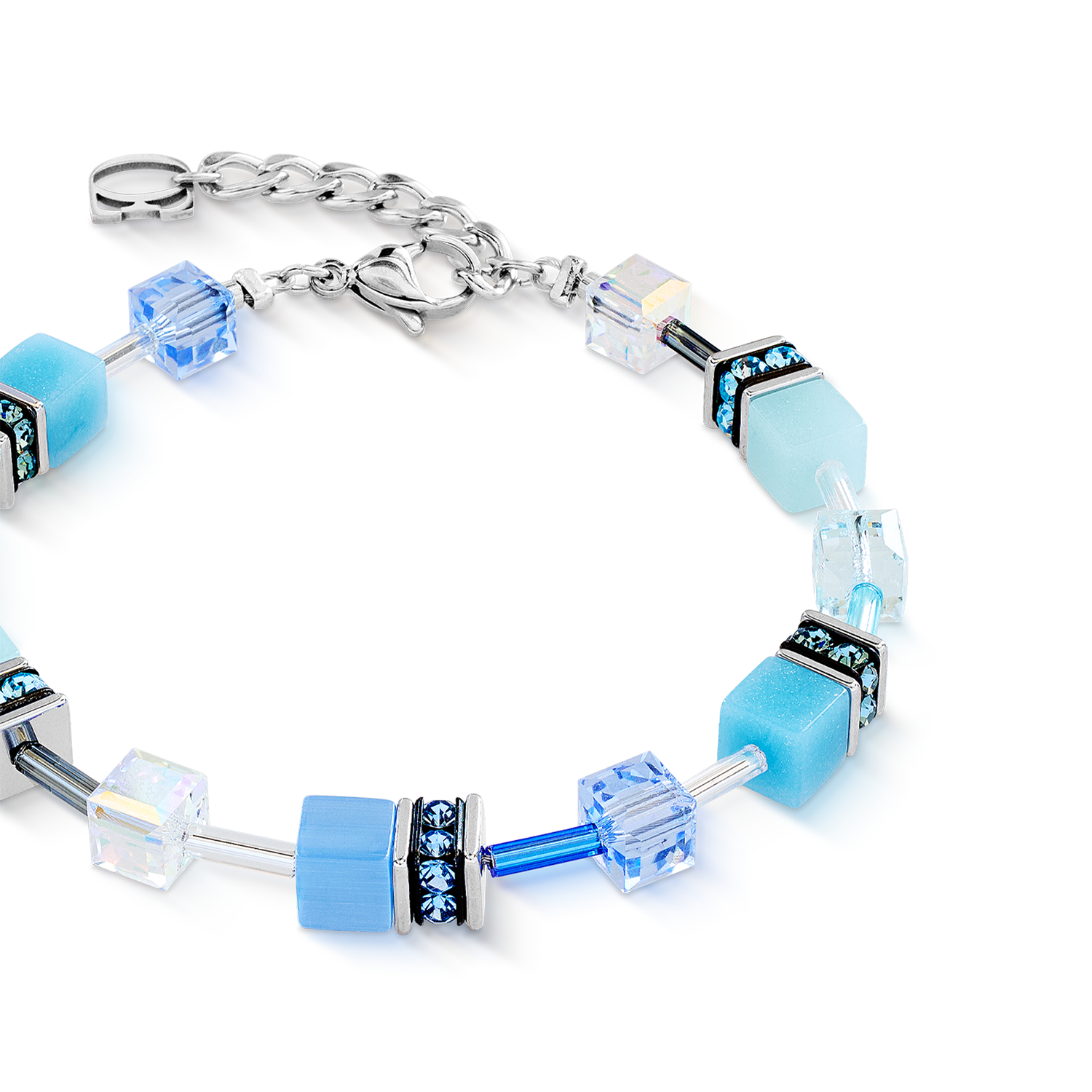 GeoCUBE® Iconic Armband aqua-blau von COEUR DE LION – Detailaufnahme