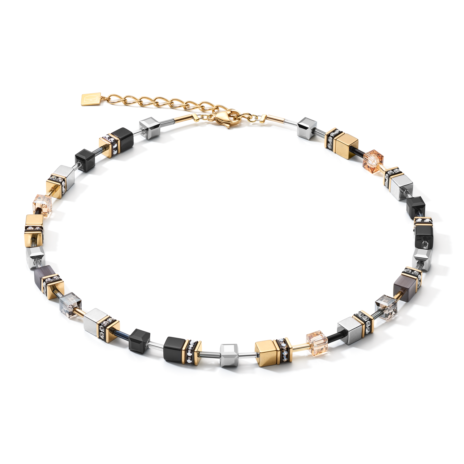GeoCUBE® Halskette grau-gold