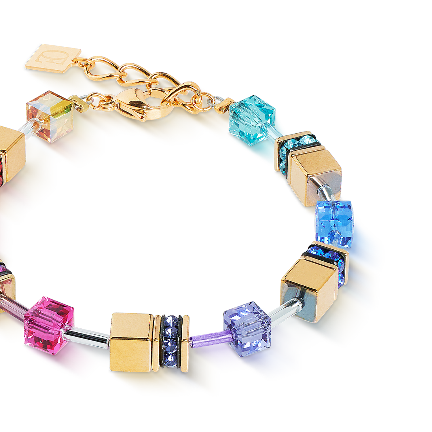 GeoCUBE® Iconic Metallic Armband Rainbow gold von COEUR DE LION – Detailaufnahme