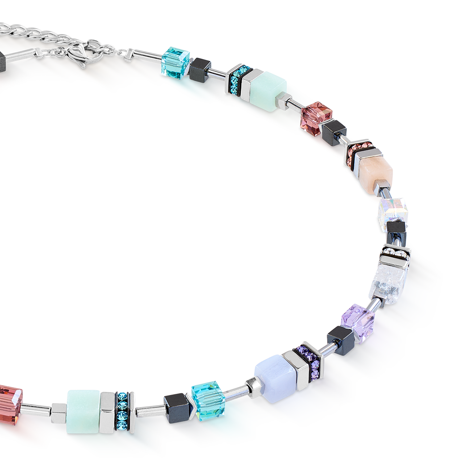 GeoCUBE® Precious Motion Halskette Sorbet silber von COEUR DE LION – Detailaufnahme