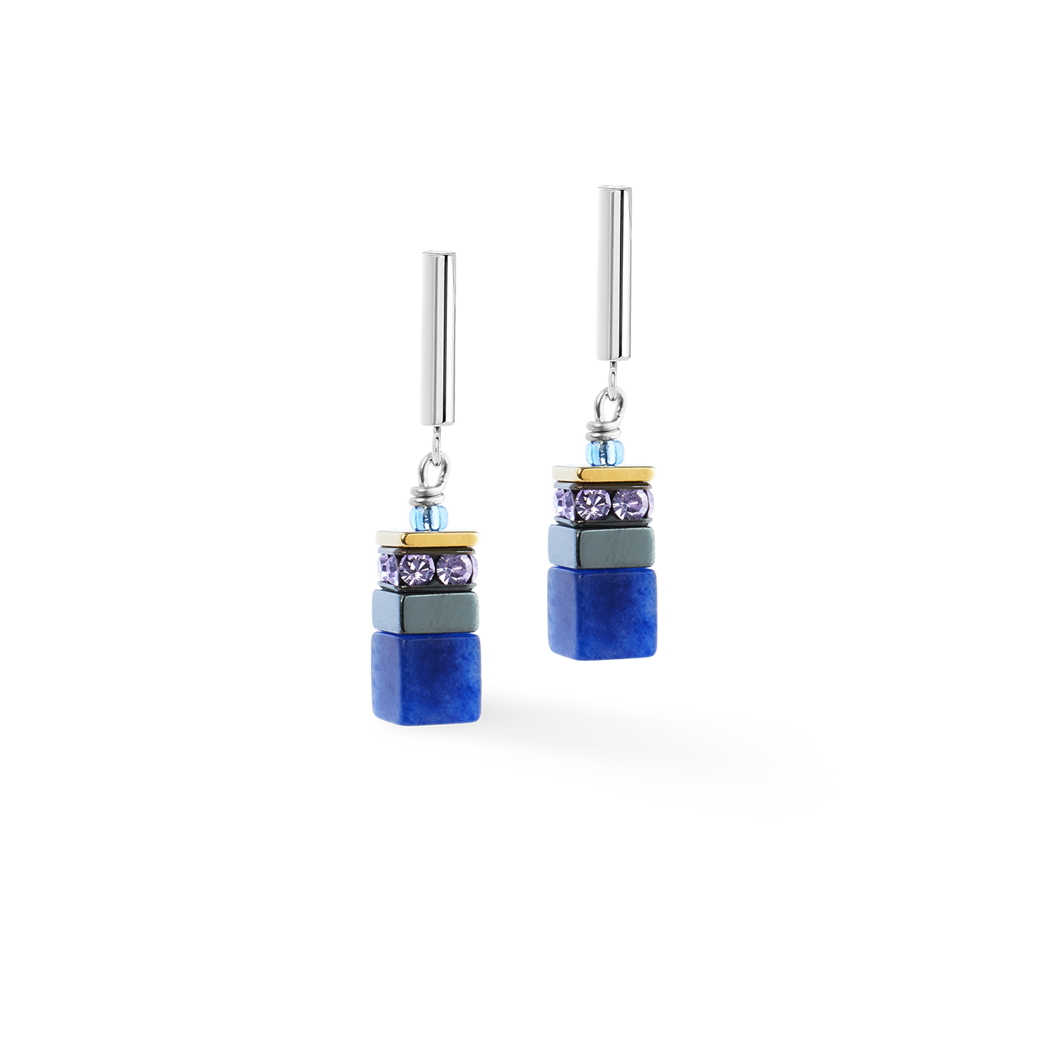 GeoCUBE® Precious Motion Ohrringe Blue Moon Bicolor von COEUR DE LION – Detailaufnahme