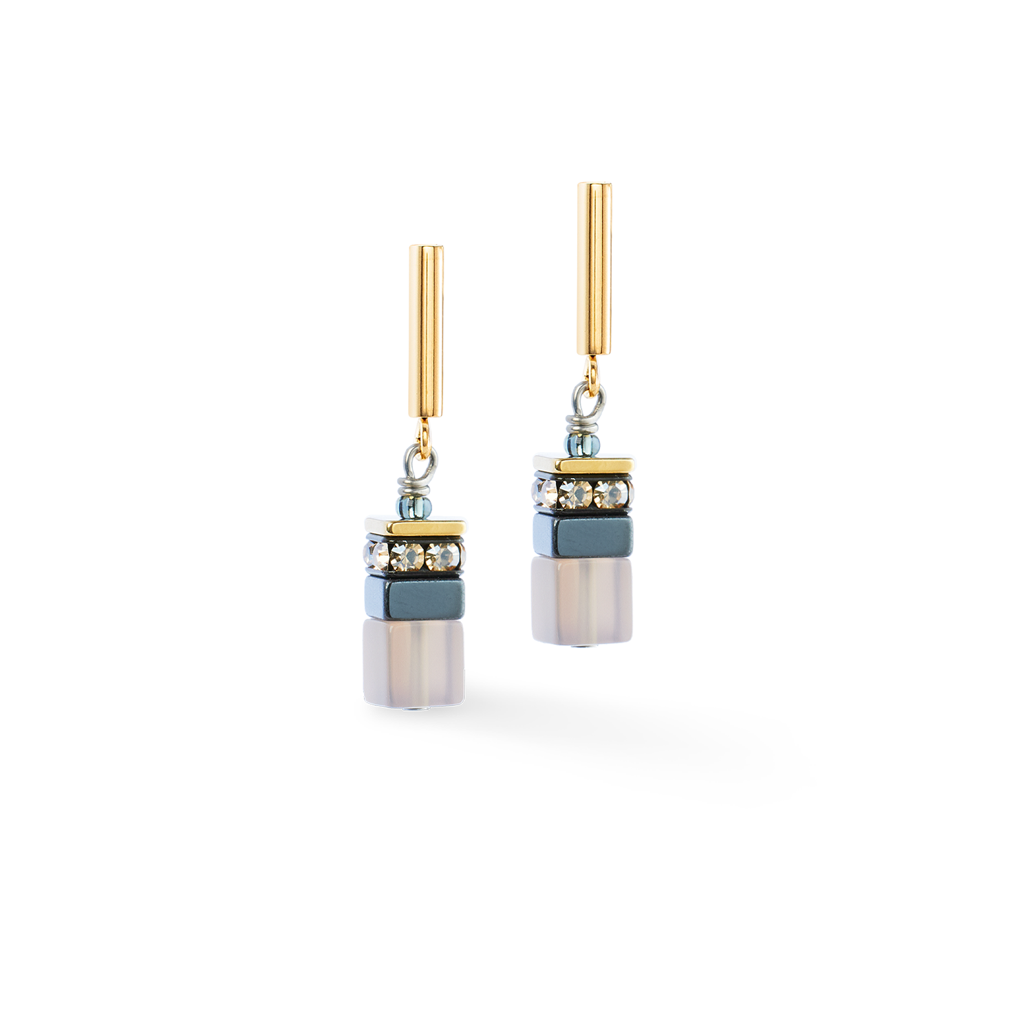 GeoCUBE® Precious Motion Ohrringe Stone Whisper gold von COEUR DE LION – Detailaufnahme