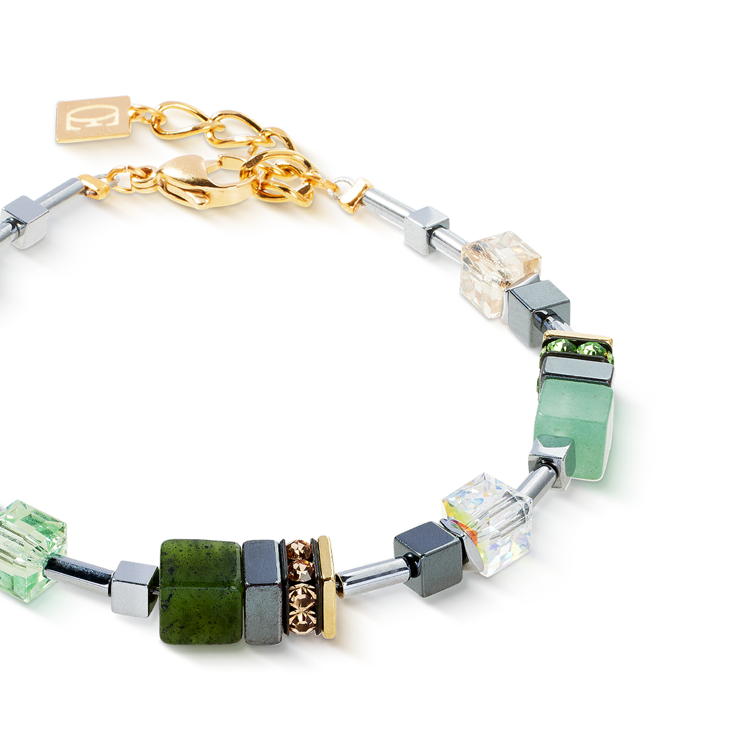GeoCUBE® Precious Motion Armband Forest Light gold von COEUR DE LION – Detailaufnahme