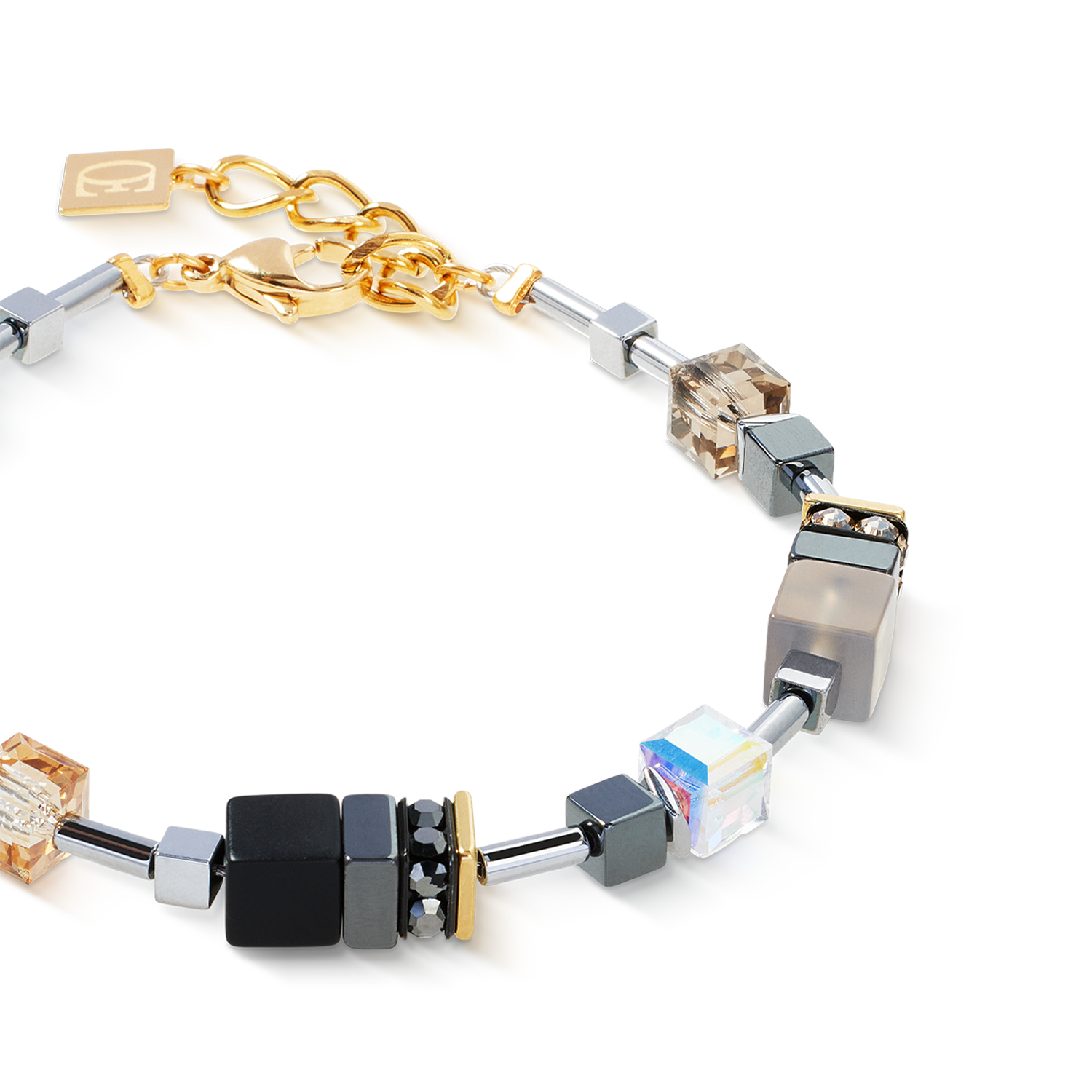GeoCUBE® Precious Motion Armband Stone Whisper gold von COEUR DE LION – Detailaufnahme