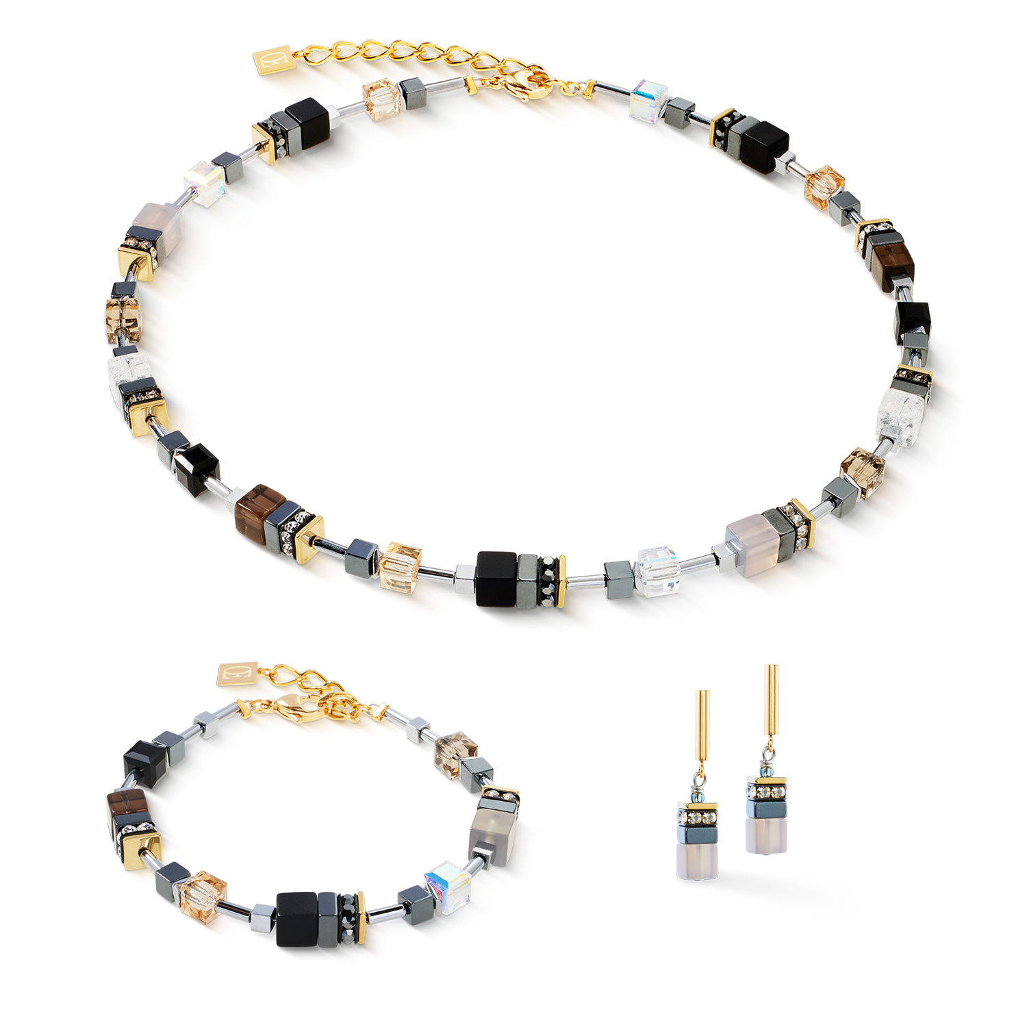 GeoCUBE® Precious Motion Armband Stone Whisper gold von COEUR DE LION – im Set mit passenden Schmuckstücken