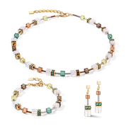 GeoCUBE® Iconic Nature Halskette braun-weiß von COEUR DE LION – im Set mit passenden Schmuckstücken