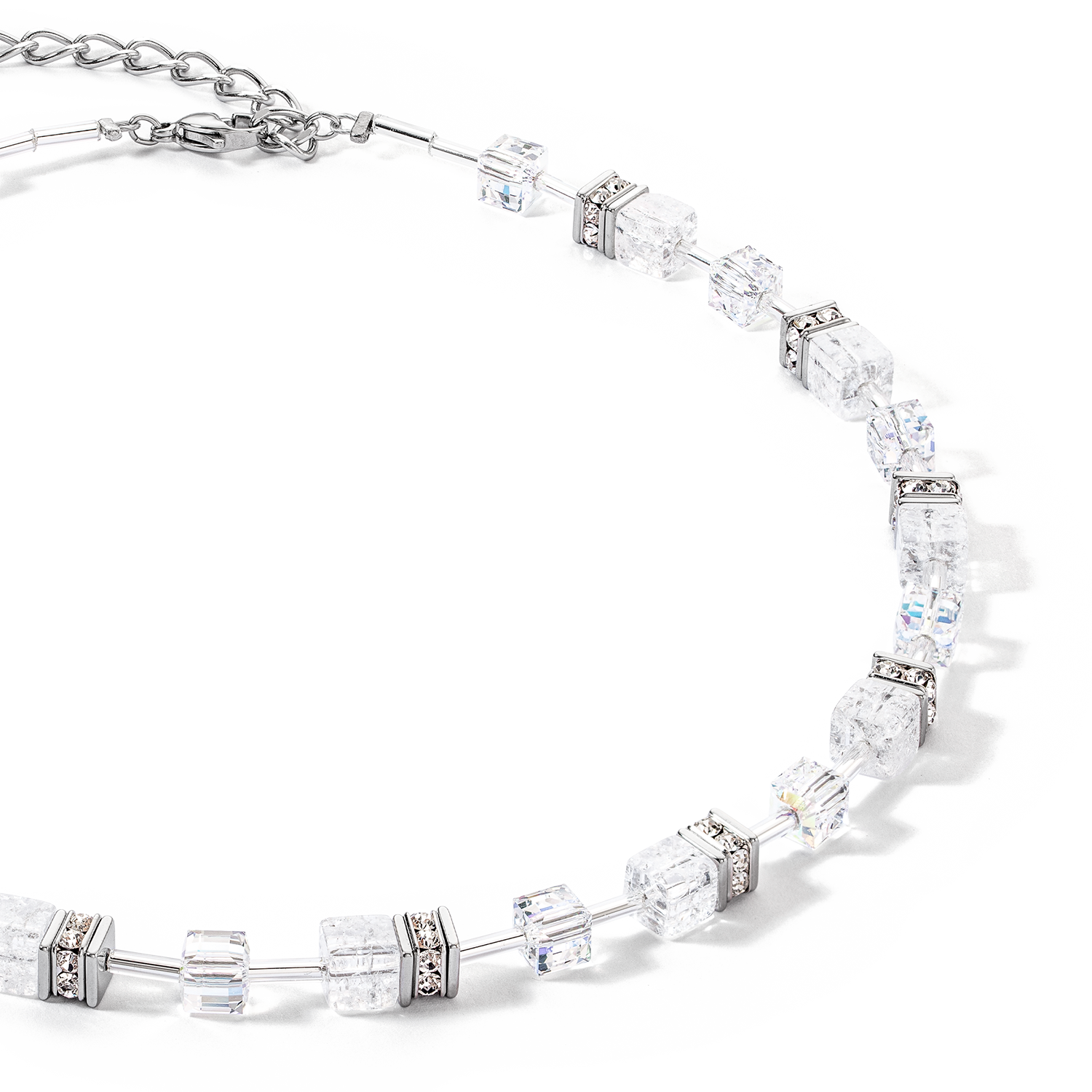 GeoCUBE® Iconic Nature Halskette silber-weiß