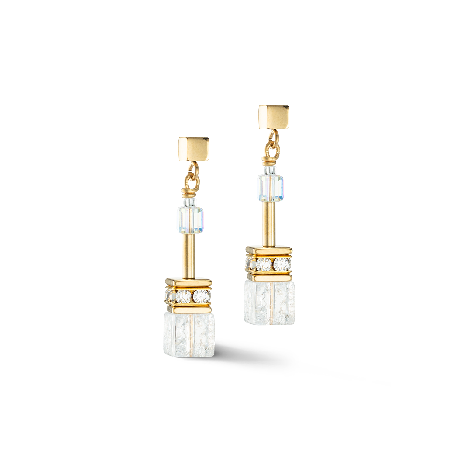 GeoCUBE® Iconic Nature Ohrringe gold-weiß von COEUR DE LION