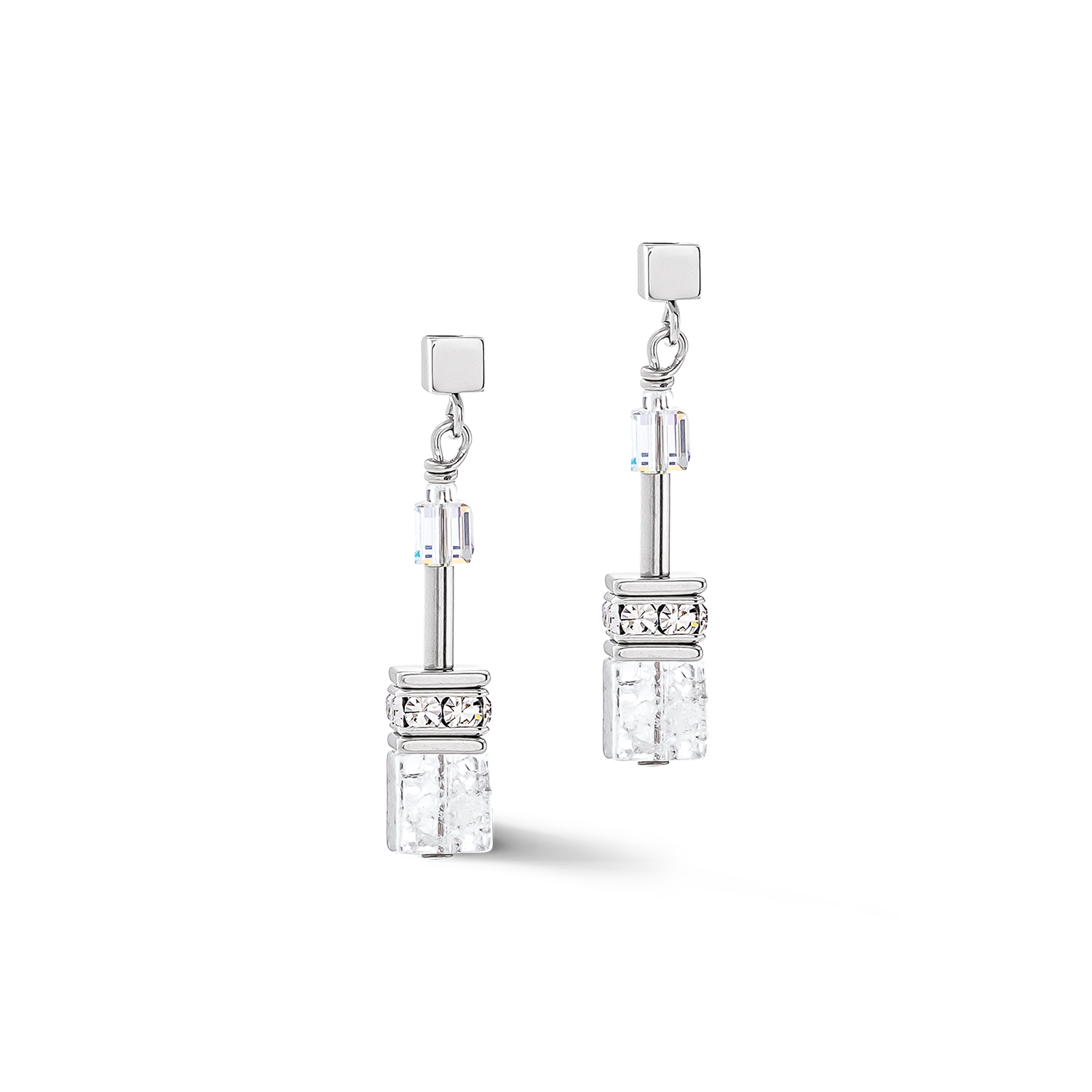GeoCUBE® Iconic Nature Ohrringe silber-weiß