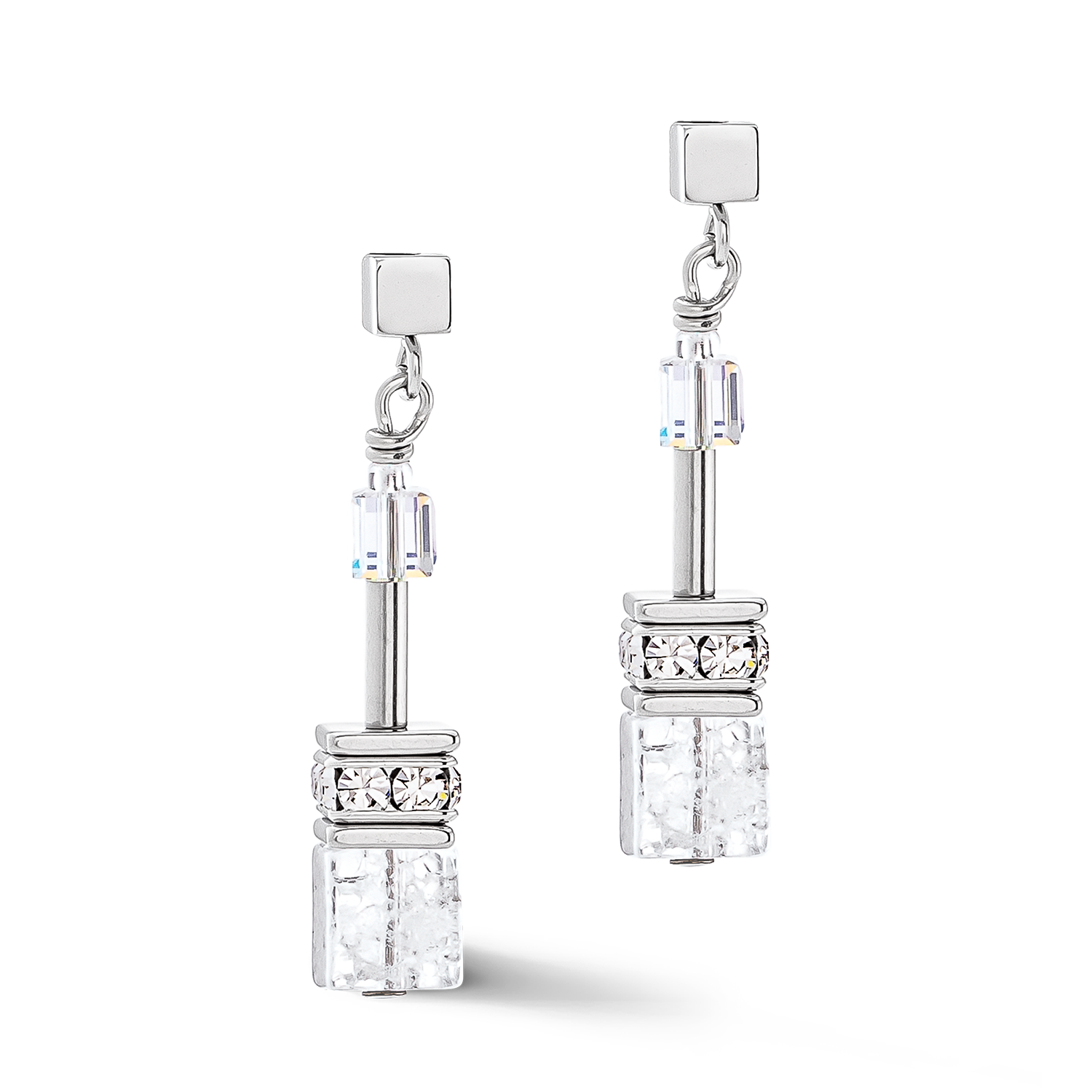 GeoCUBE® Iconic Nature Ohrringe silber-weiß
