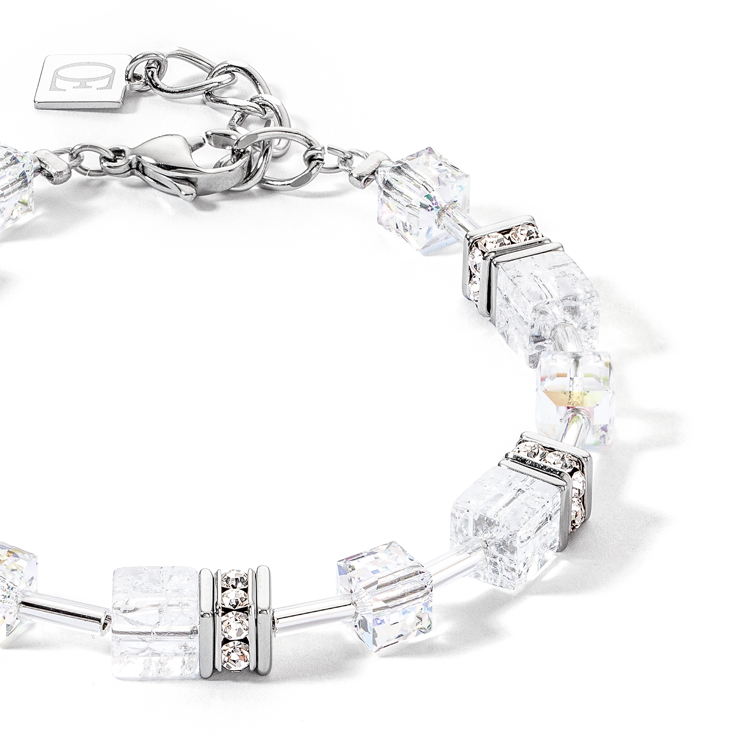 GeoCUBE® Iconic Nature Armband silber-weiß von COEUR DE LION – Detailaufnahme