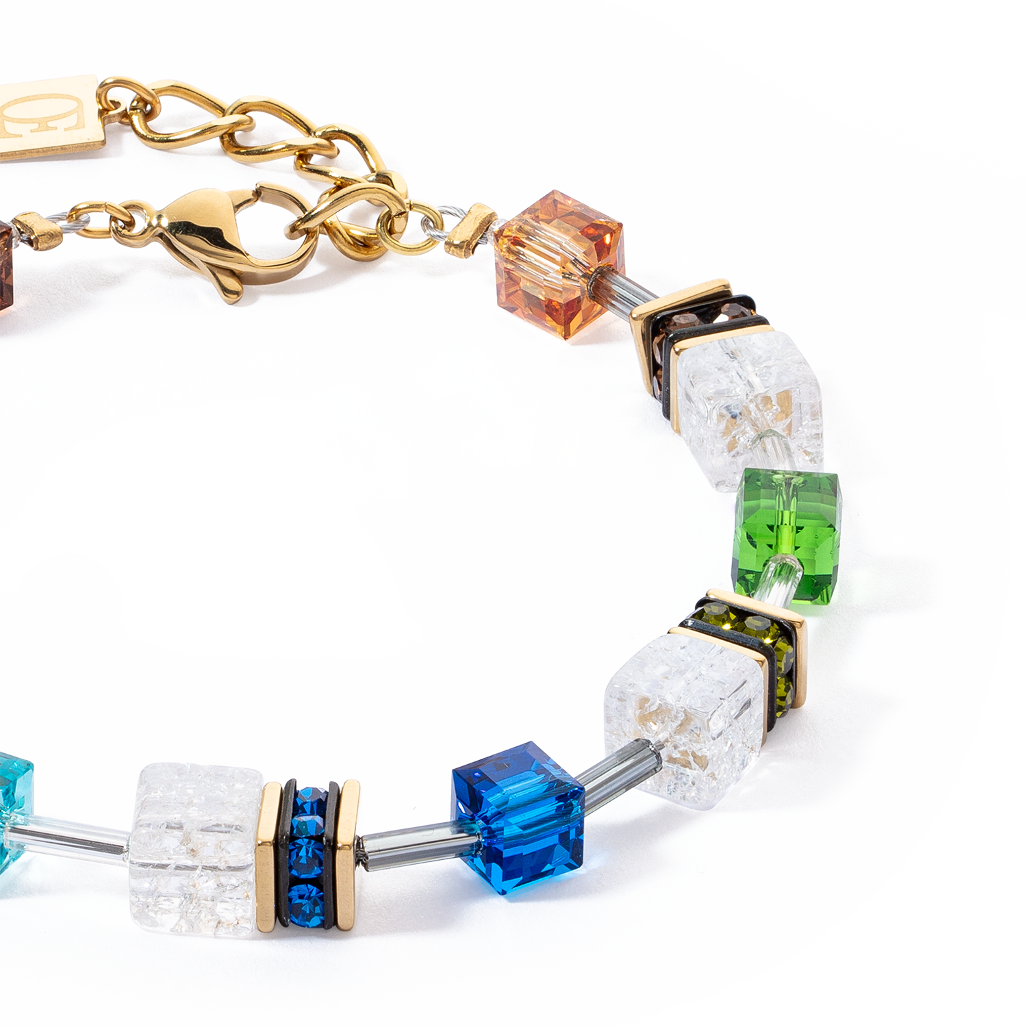 GeoCUBE® Iconic Nature Armband Multicolor Gold von COEUR DE LION – Detailaufnahme