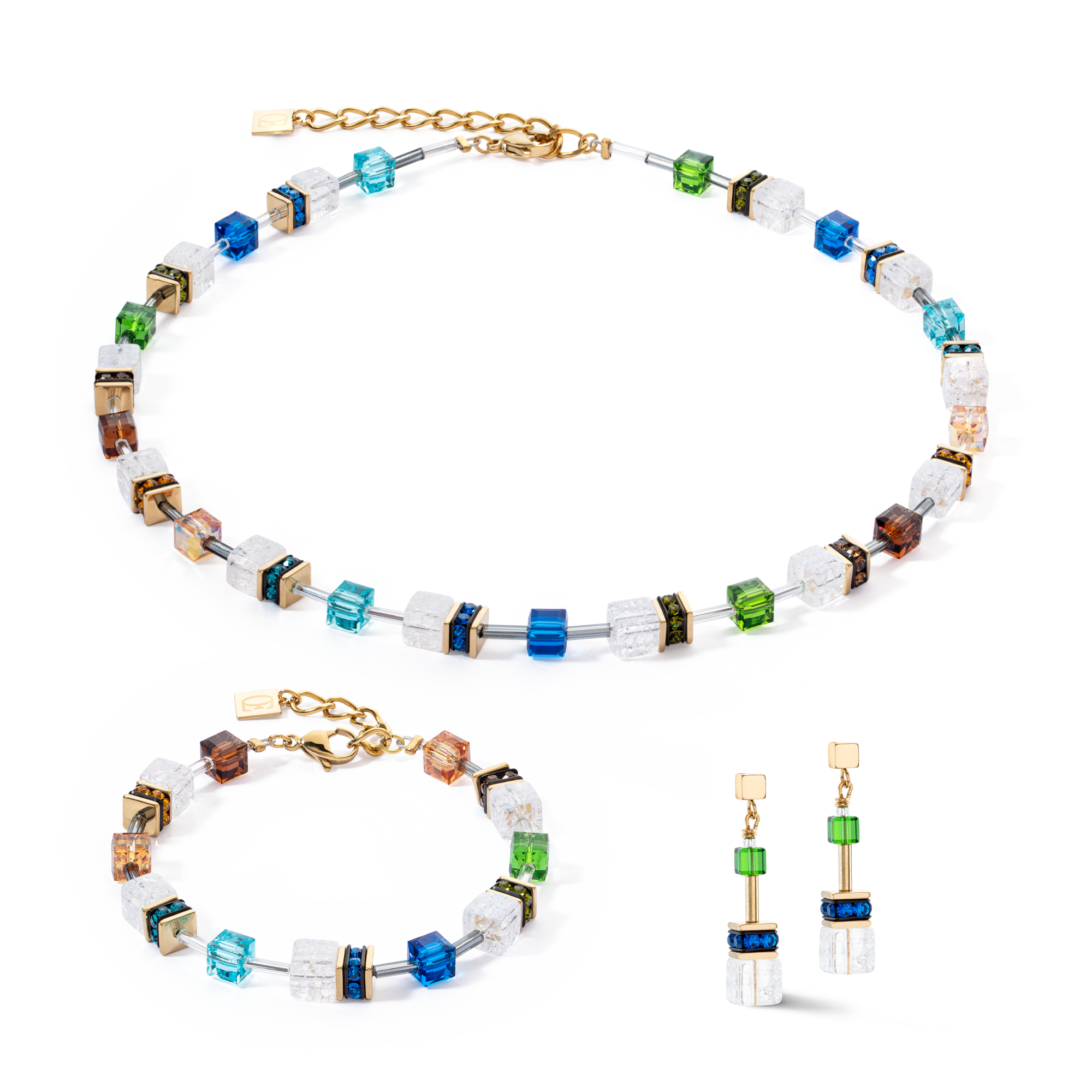 GeoCUBE® Iconic Nature Armband Multicolor Gold von COEUR DE LION – im Set mit passenden Schmuckstücken