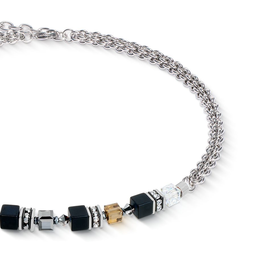 GeoCUBE® Fusion Winter Halskette silber-schwarz