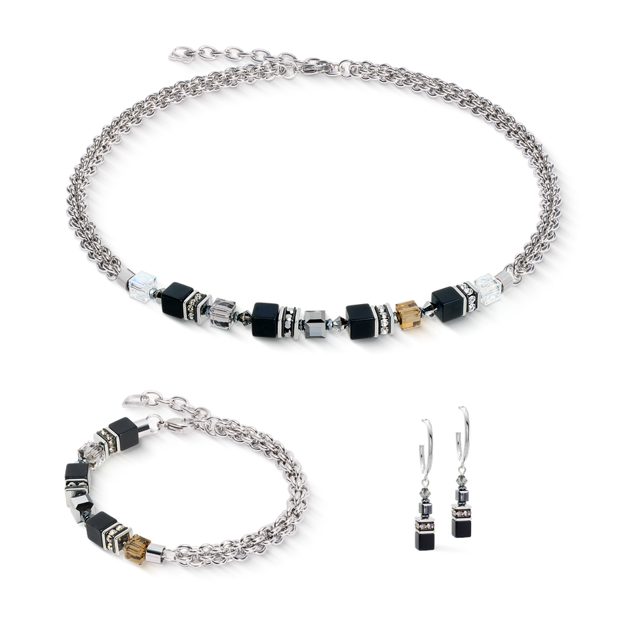GeoCUBE® Fusion Winter Halskette silber-schwarz