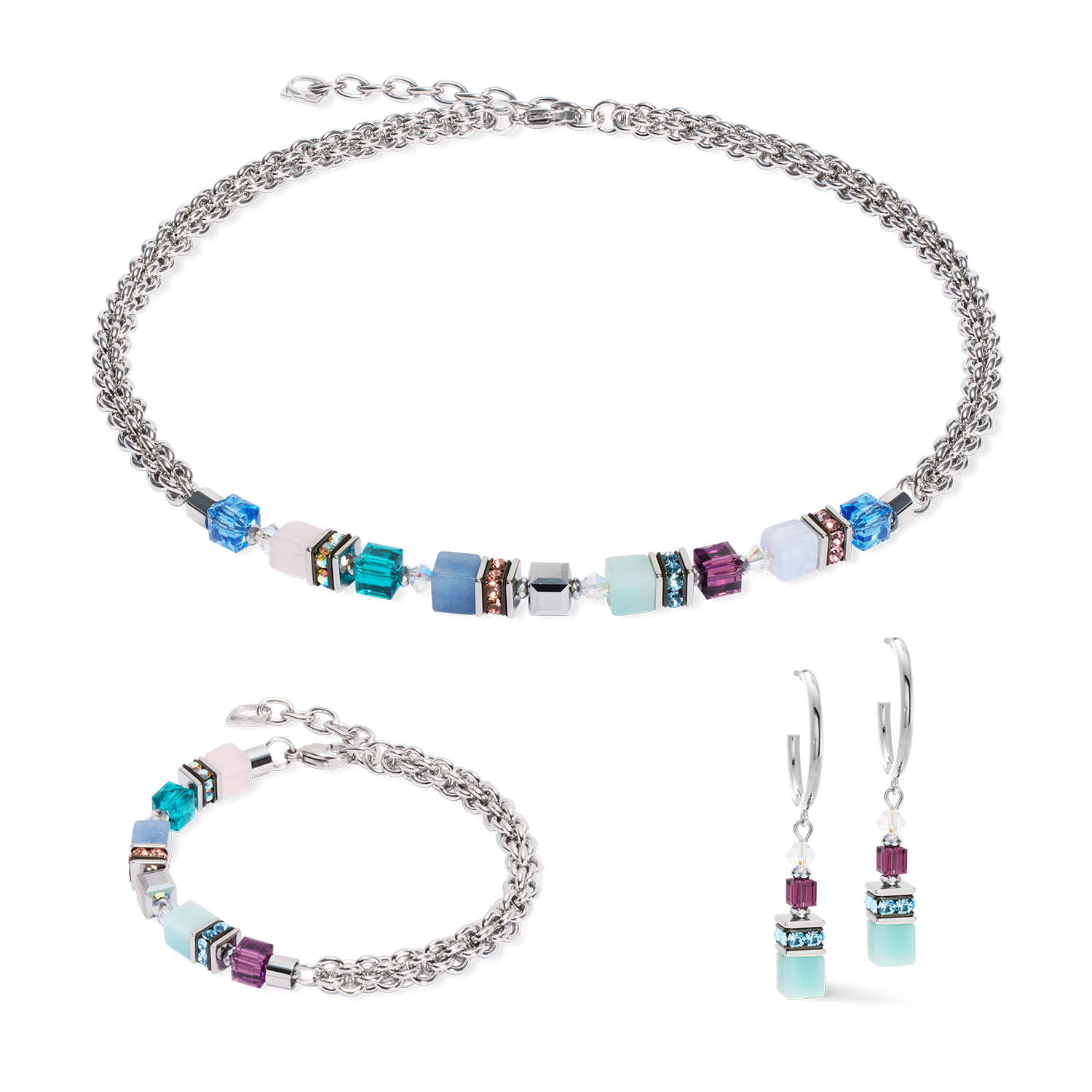 GeoCUBE® Fusion Summer Armband silber-couture von COEUR DE LION – im Set mit passenden Schmuckstücken