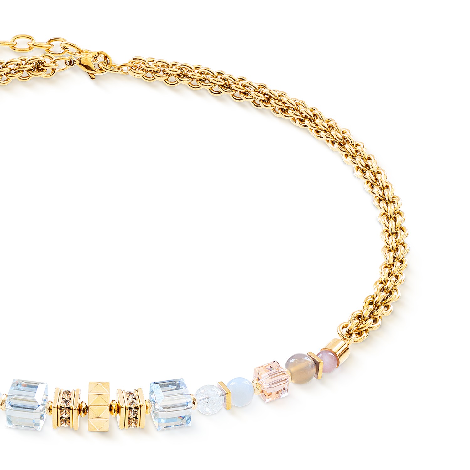 Halskette Cube Nexus gold-pastell von COEUR DE LION – Detailaufnahme