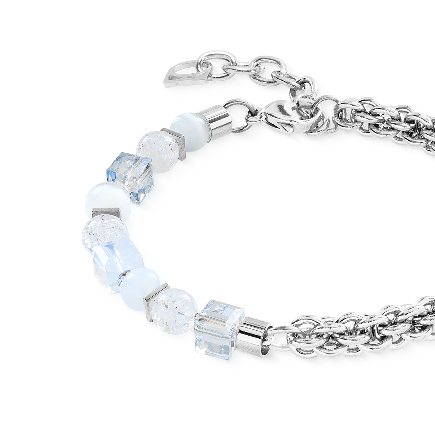 Armband Cube Nexus silber-weiß von COEUR DE LION – Detailaufnahme