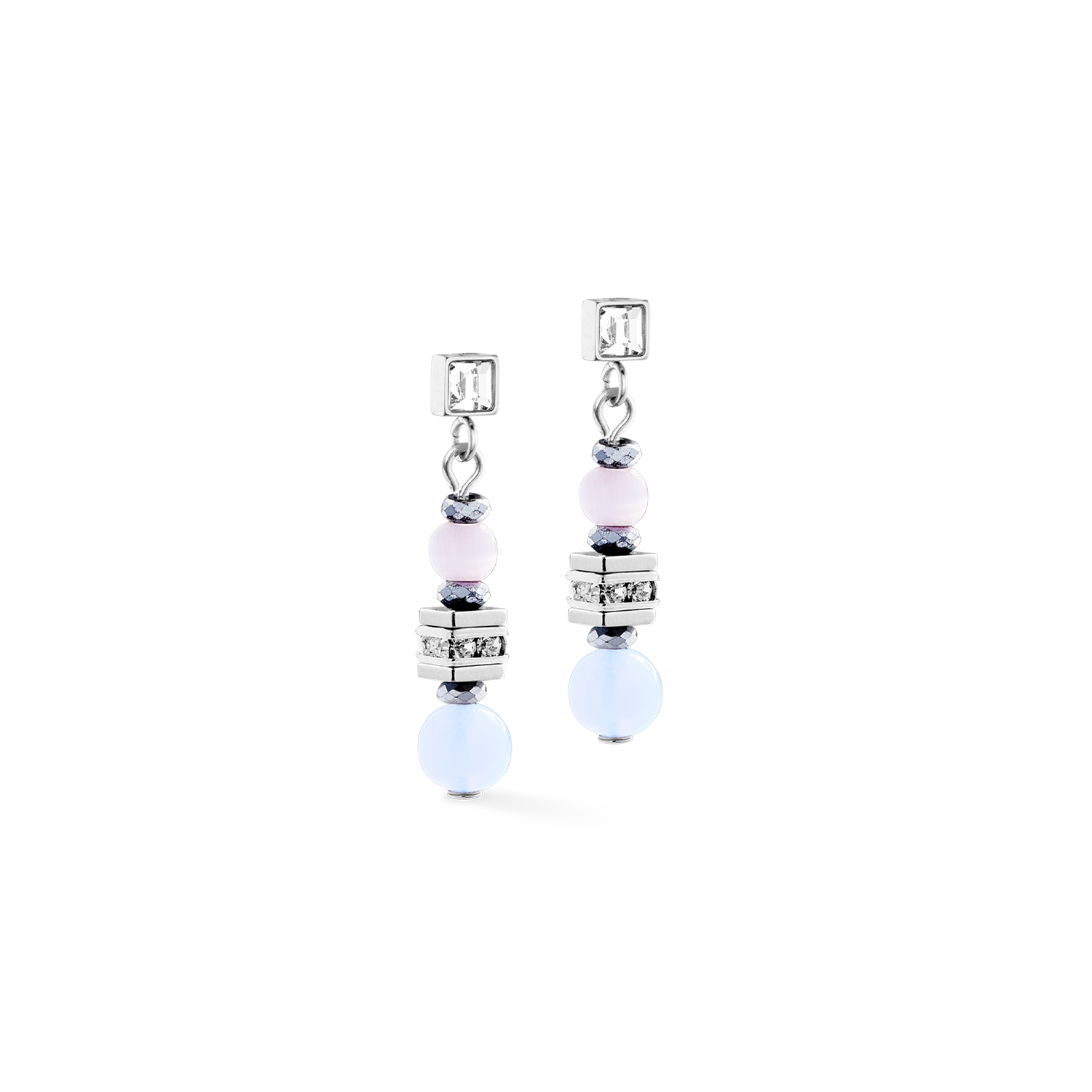 Ohrringe Shape Mix Nexus silber-pastell von COEUR DE LION – Detailaufnahme