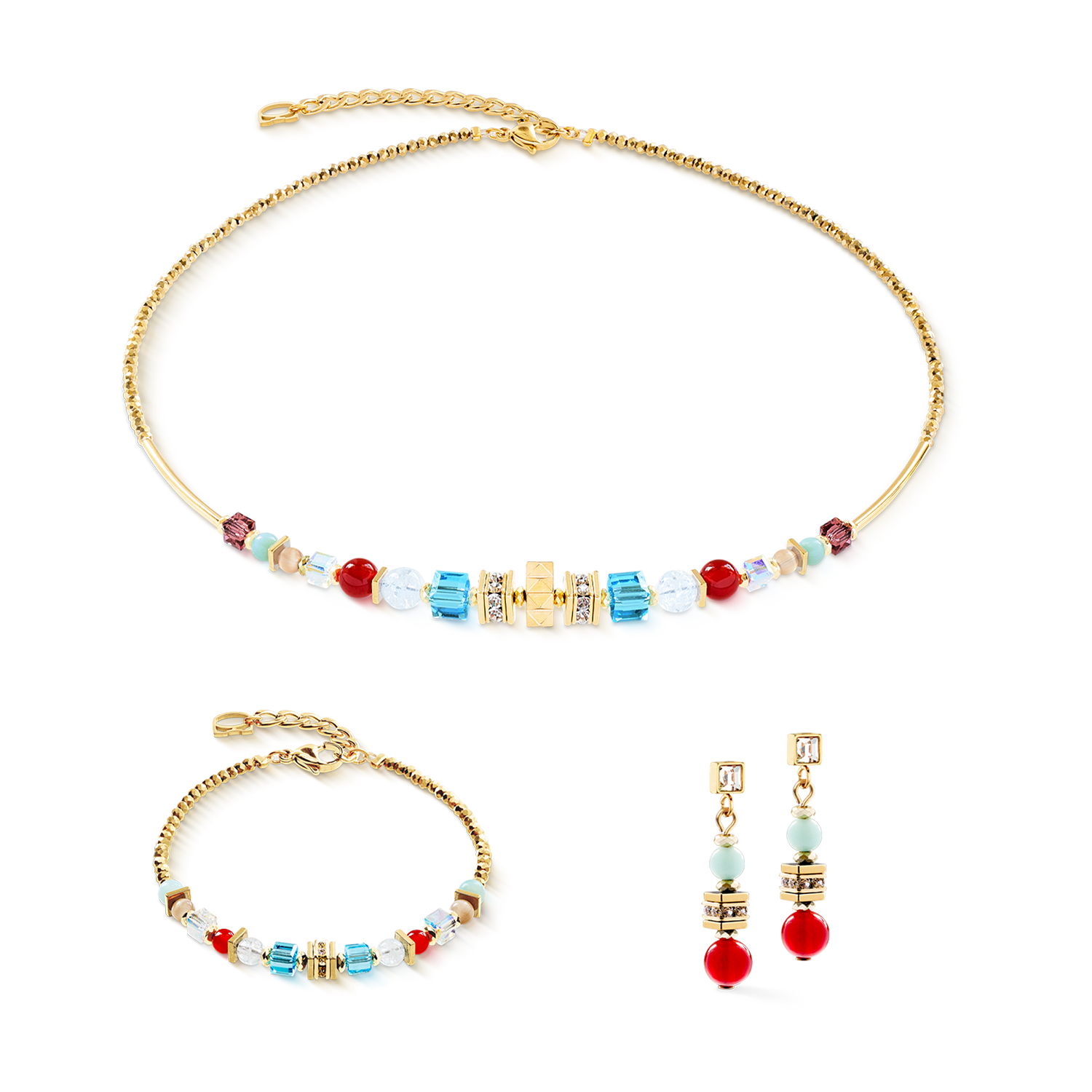 Armband Shape Mix Nexus gold-multicolor von COEUR DE LION – im Set mit passenden Schmuckstücken