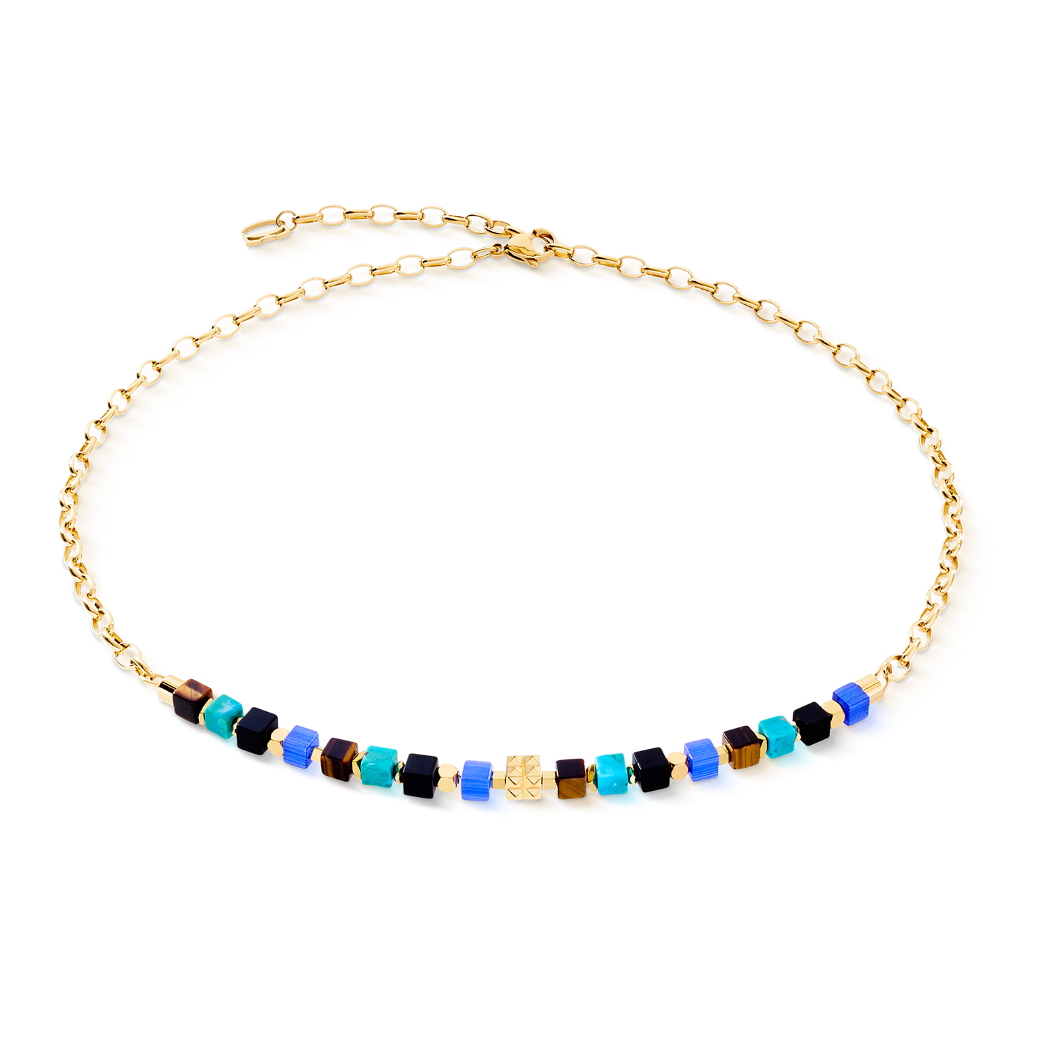 Halskette Cube Mosaic Lagoon gold von COEUR DE LION