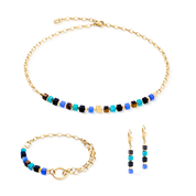 Armband Cube Mosaic Lagoon gold von COEUR DE LION – im Set mit passenden Schmuckstücken