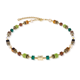 GeoCUBE® Iconic Wave Halskette Forest gold