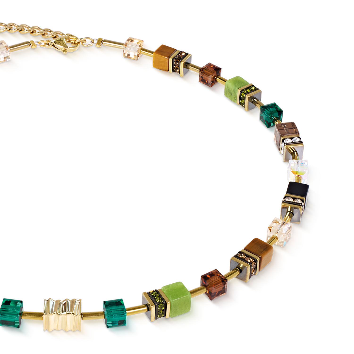 GeoCUBE® Iconic Wave Halskette Forest gold