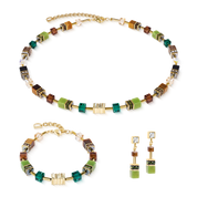 GeoCUBE® Iconic Wave Halskette Forest gold von COEUR DE LION – im Set mit passenden Schmuckstücken