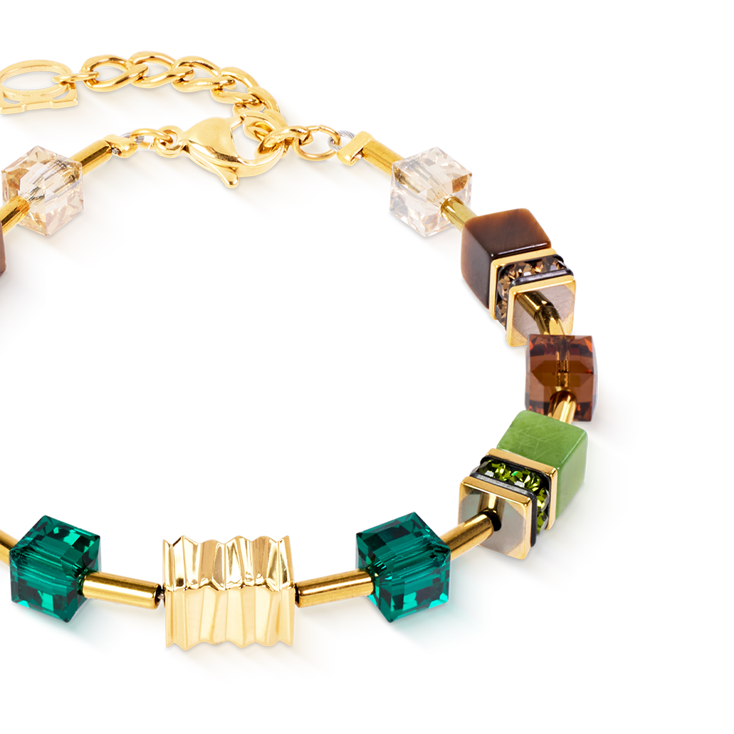 GeoCUBE® Iconic Wave Armband Forest gold