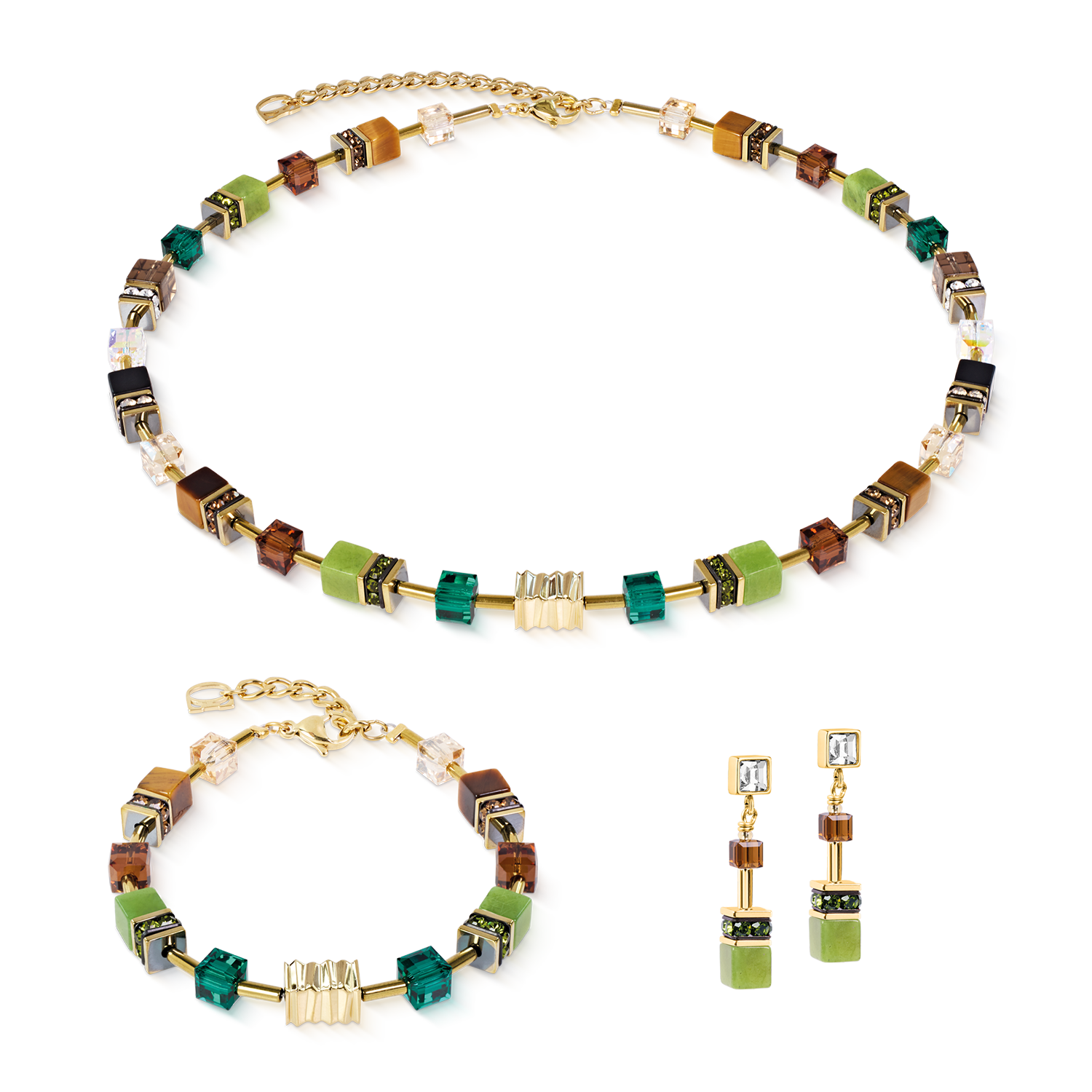GeoCUBE® Iconic Wave Armband Forest gold