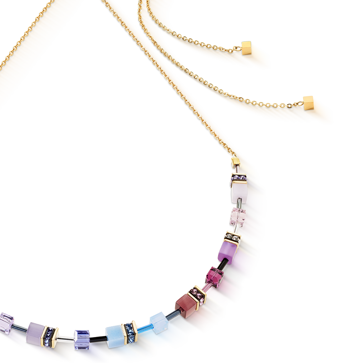 GeoCUBE® Iconic Chain Halskette Mystic Orchid gold von COEUR DE LION – Detailaufnahme