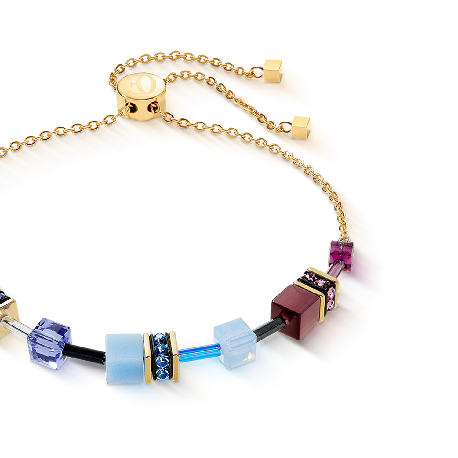 GeoCUBE® Iconic Chain Armband Mystic Orchid gold von COEUR DE LION – Detailaufnahme