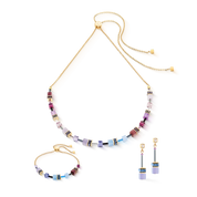 GeoCUBE® Iconic Chain Armband Mystic Orchid gold von COEUR DE LION – im Set mit passenden Schmuckstücken