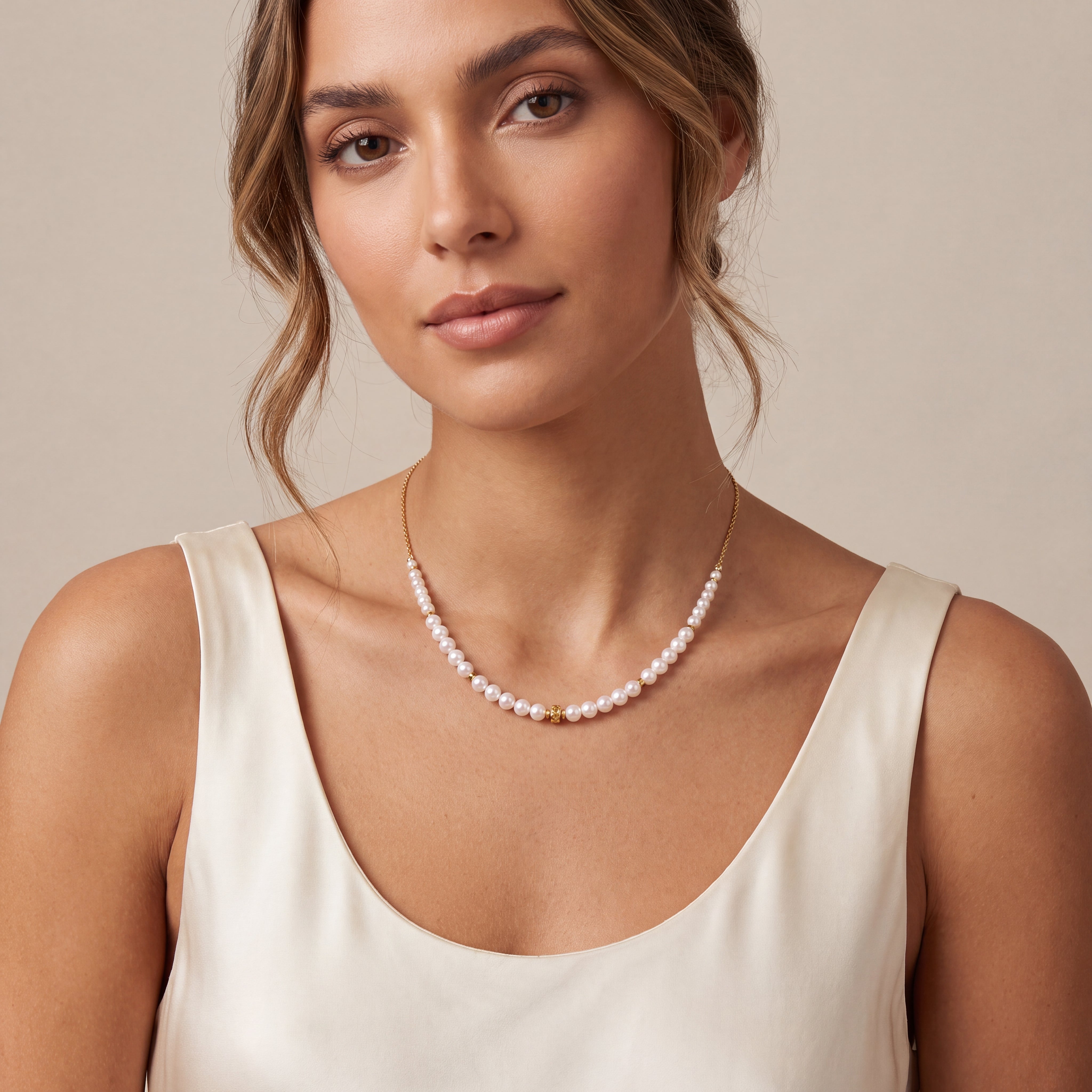 COEUR DE LION Halskette Slider Pearl Spike gold – am Model