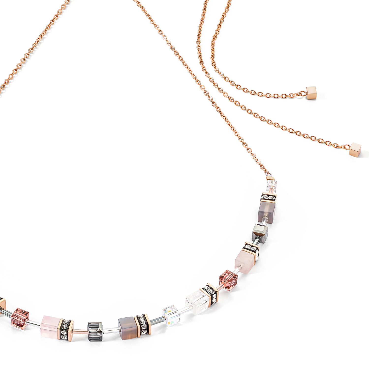 GeoCUBE® Iconic Nature Chain Halskette rosé von COEUR DE LION – Detailaufnahme