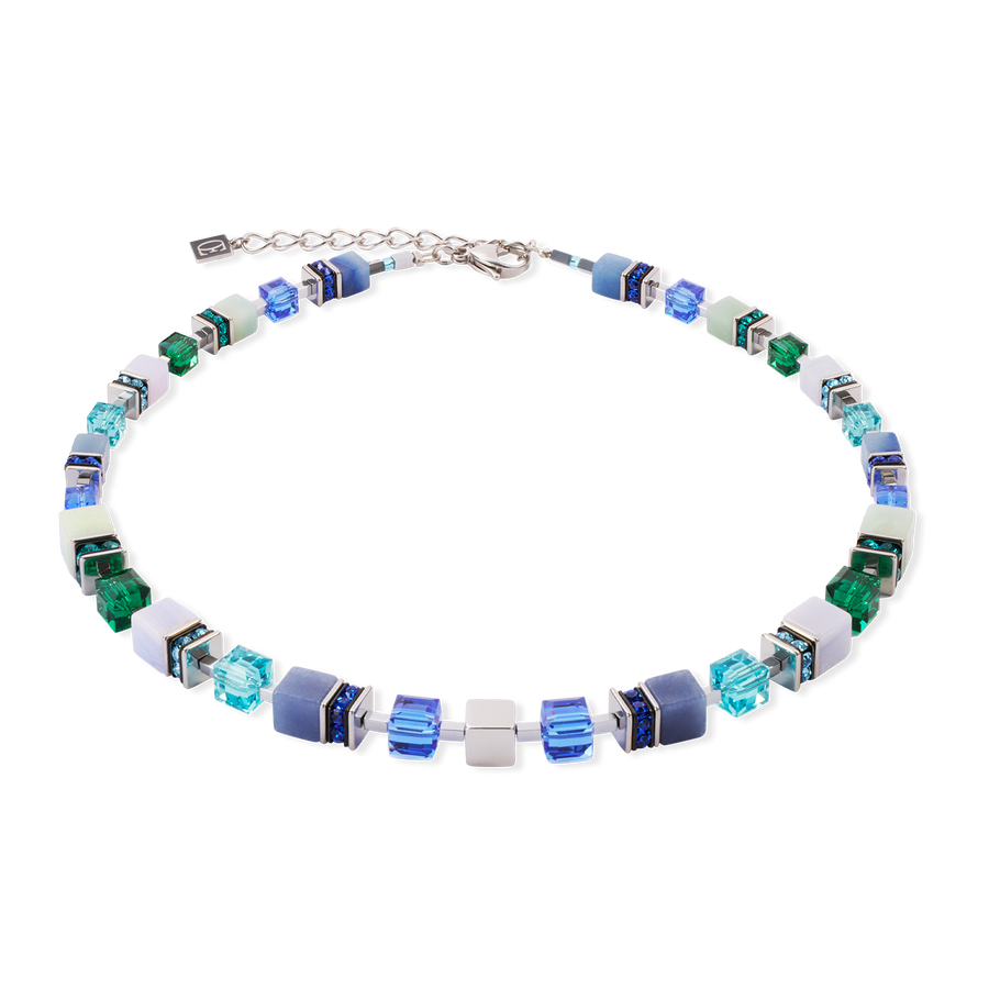 GeoCUBE® Precious Statement Halskette silber-ocean