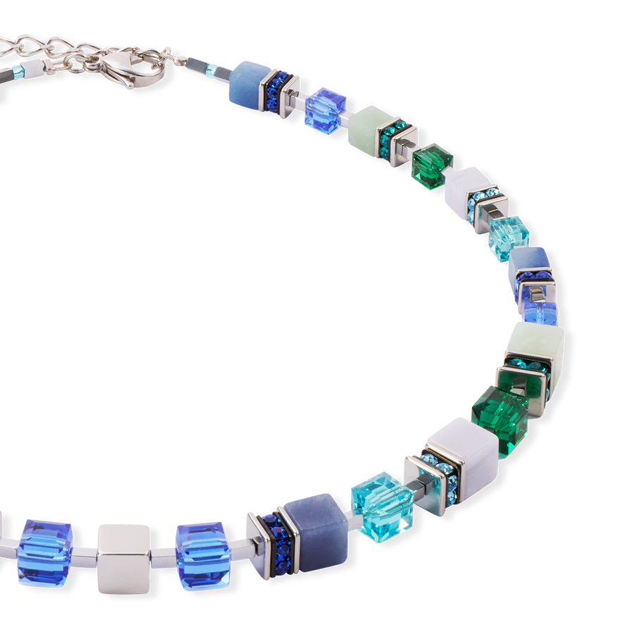 GeoCUBE® Precious Statement Halskette silber-ocean
