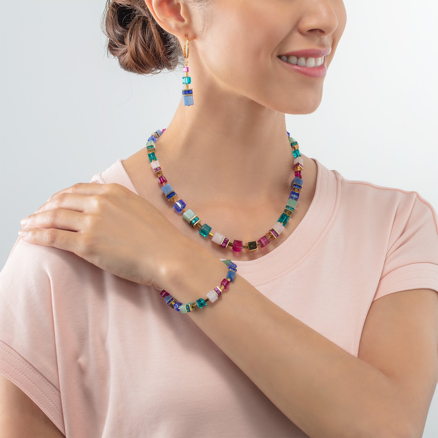 GeoCUBE® Precious Statement Halskette gold-multicolor