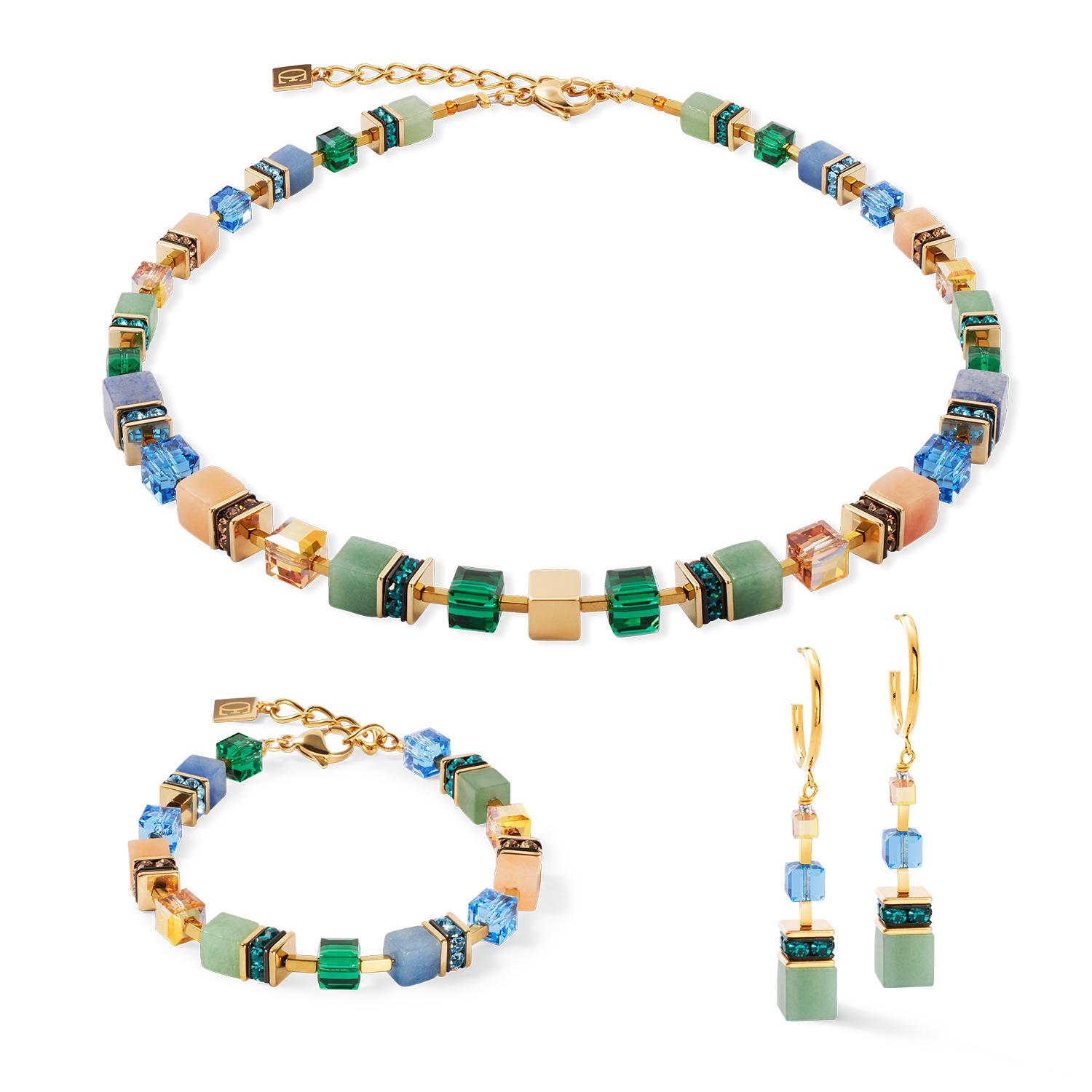 GeoCUBE® Precious Statement Ohrringe gold-spring von COEUR DE LION – im Set mit passenden Schmuckstücken