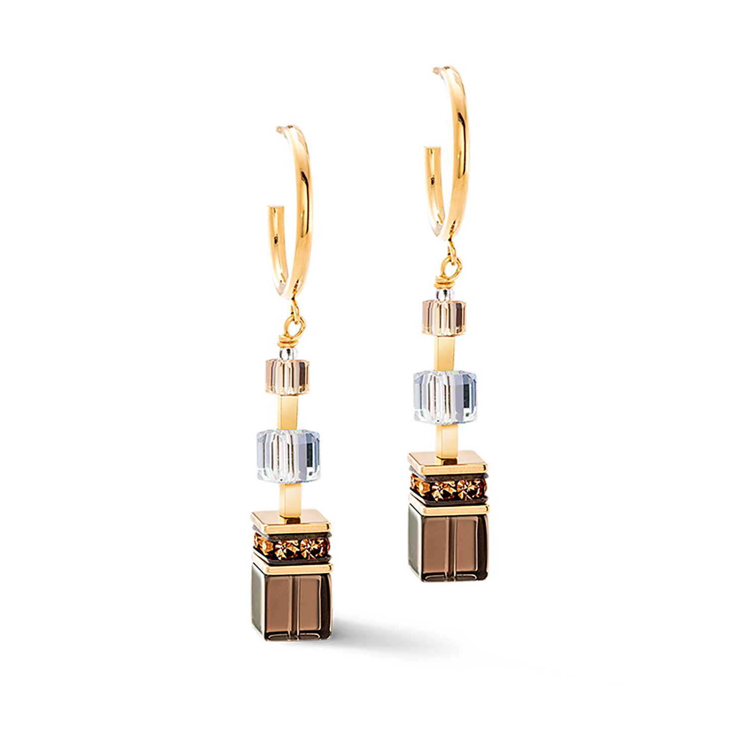 GeoCUBE® Precious Statement Ohrringe golden Blush von COEUR DE LION – Detailaufnahme