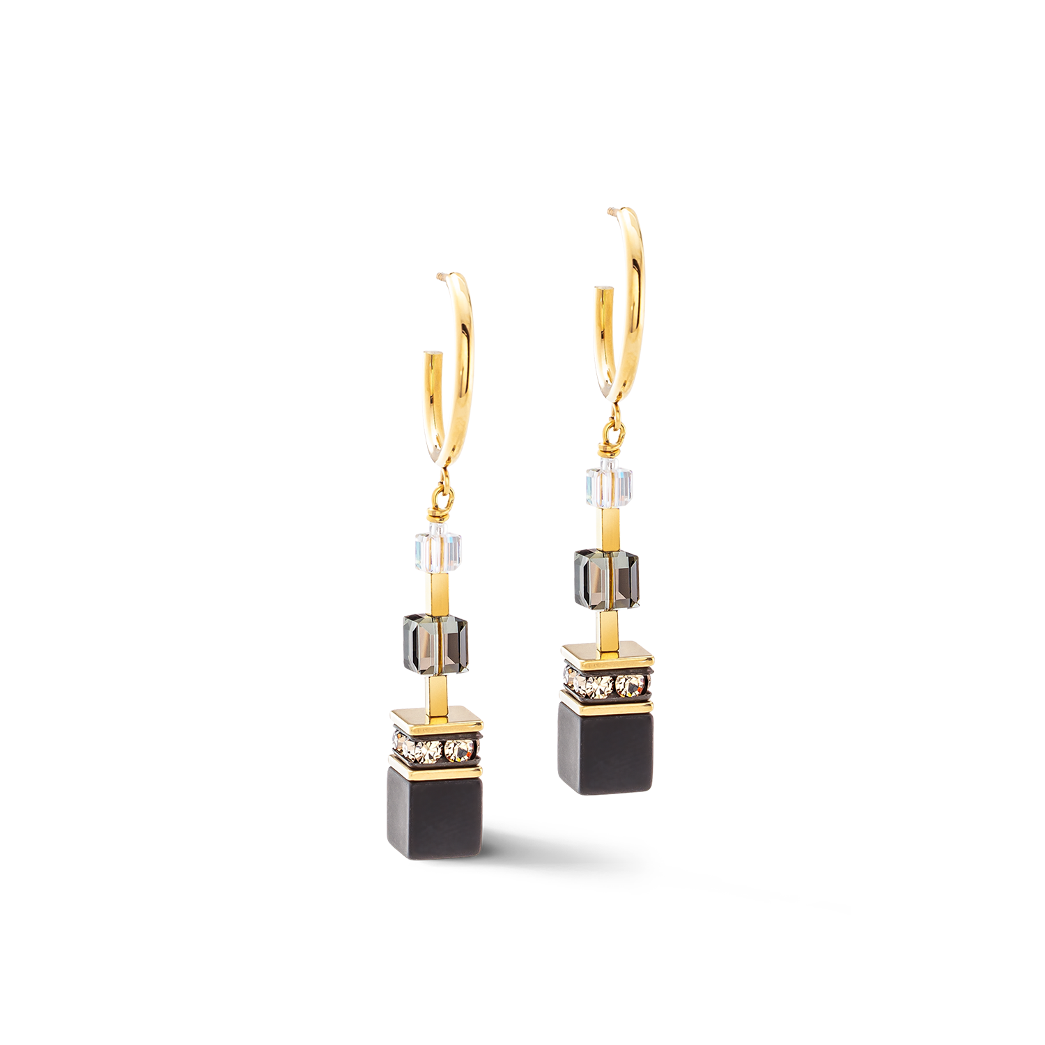 GeoCUBE® Precious Statement Ohrringe gold-schwarz
