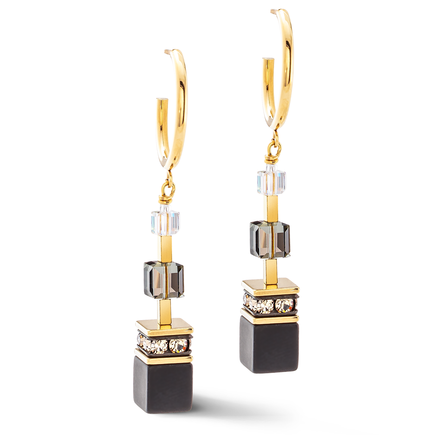 GeoCUBE® Precious Statement Ohrringe gold-schwarz