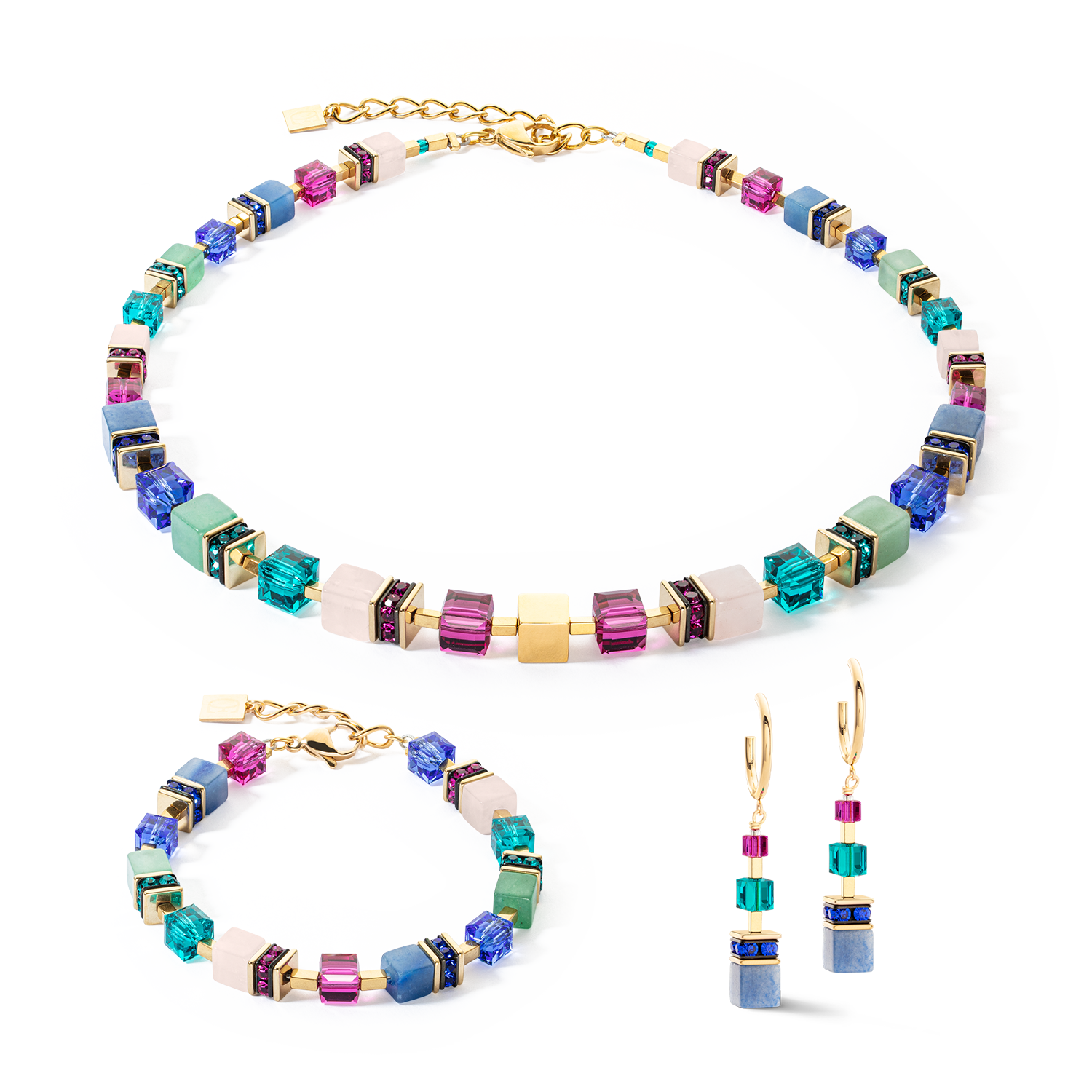 GeoCUBE® Precious Statement Ohrringe gold-multicolor