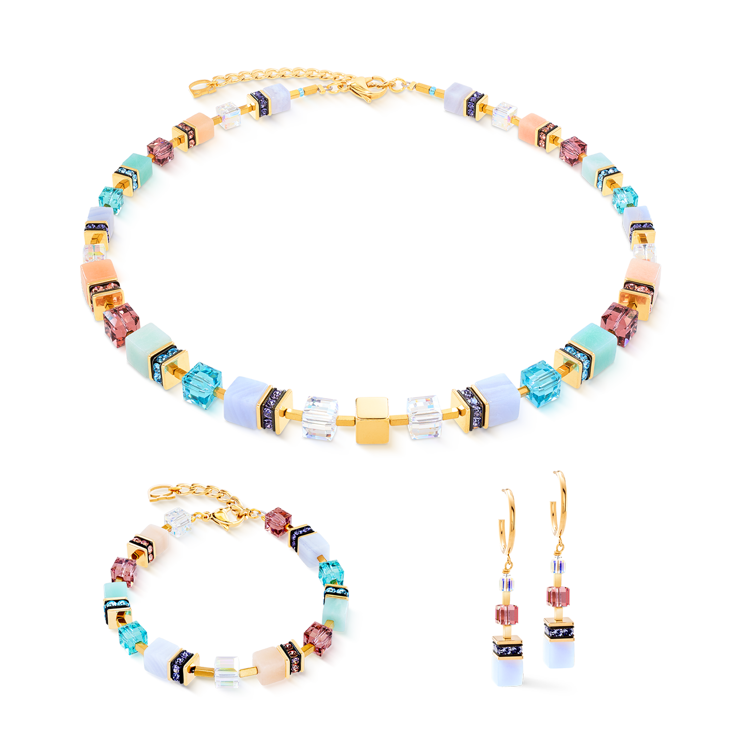 GeoCUBE® Precious Statement Ohrringe Art Nouveau von COEUR DE LION – im Set mit passenden Schmuckstücken
